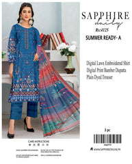 Sapphire Embroidered 3-Piece Unstiched