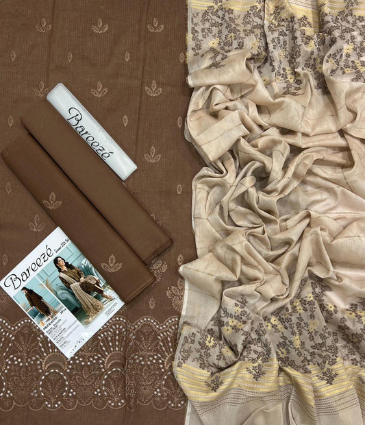 Bareeze Embroidered 3-Piece Un-Stiched Suit