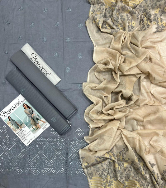 Bareeze Embroidered 3-Piece Un-Stiched Suit
