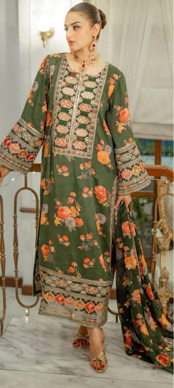 Aneela's Digital Lawn 3-Piece Un-Stiched