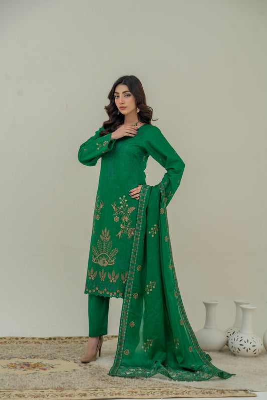 Nazakat Embroidered 3-Piece Un-Stiched Suit