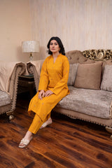 2PC LAWN EMBROIDERED UNSTICH SUIT BY ALIZEH - A-YELLOW