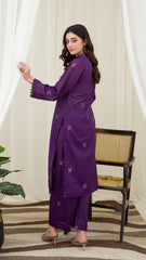 2PC LAWN EMBROIDERED UNSTICH SUIT BY ALIZEH - A-PURPLE2