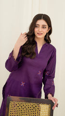2PC LAWN EMBROIDERED UNSTICH SUIT BY ALIZEH - A-PURPLE2