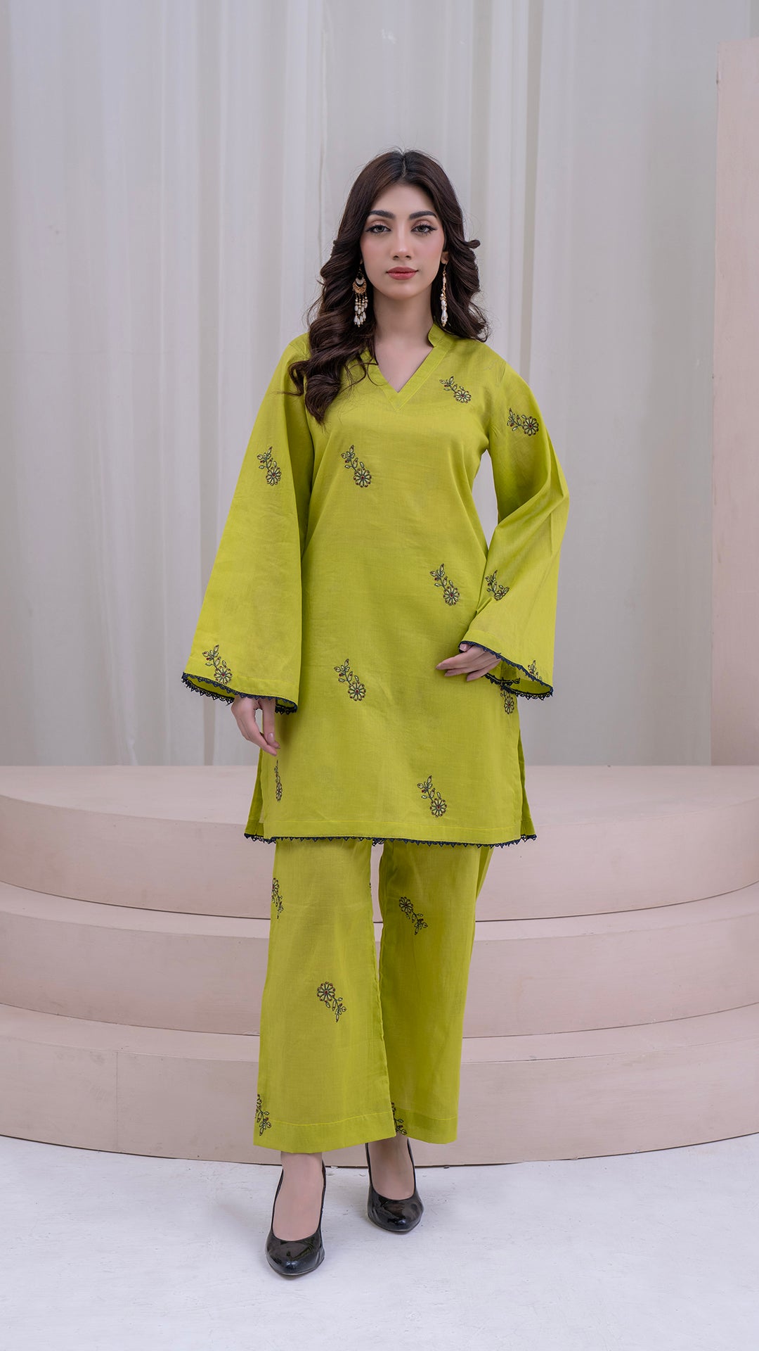 2PC LAWN EMBROIDERED UNSTICH SUIT BY ALIZEH - A-LEMON2