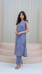 2PC LAWN EMBROIDERED UNSTICH SUIT BY ALIZEH - A-SKYBLUE