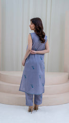 2PC LAWN EMBROIDERED UNSTICH SUIT BY ALIZEH - A-SKYBLUE