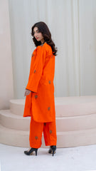 2PC LAWN EMBROIDERED UNSTICH SUIT BY ALIZEH - A-ORANGE2