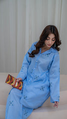 2PC LAWN EMBROIDERED UNSTICH SUIT BY ALIZEH - A-BLUE3