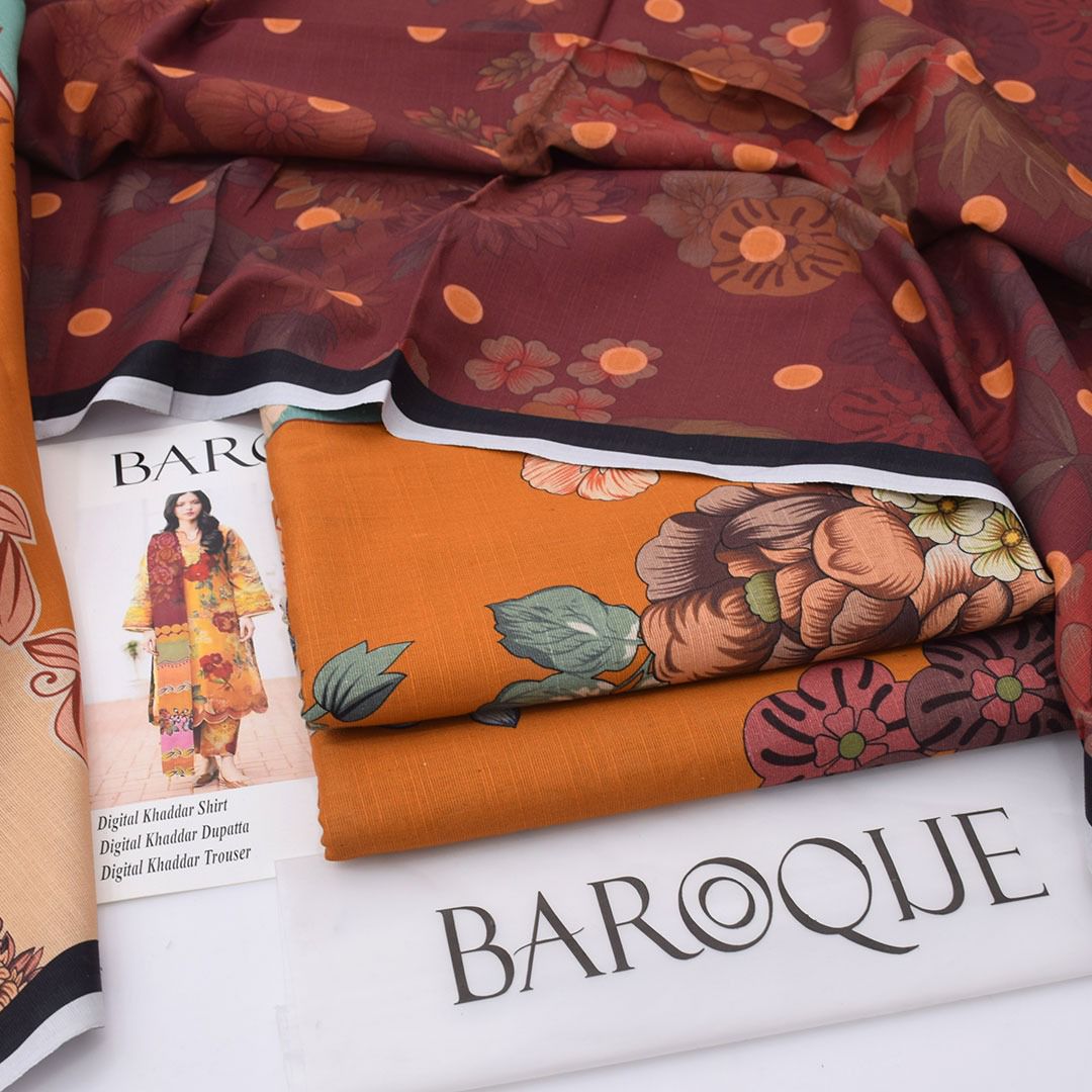 Baroque Digital Printed Khaddar 3-Piece Un-Stiched