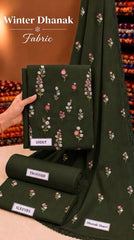 Indian Booti Dhanak Embroidered 3-Piece Un-Stiched (Bottle Green)