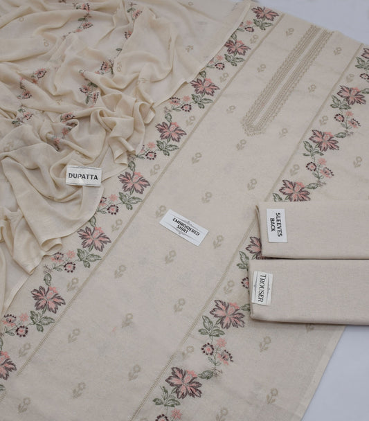 Bareeze Karandi Khaddar Embroidered 3-Piece Un-Stiched