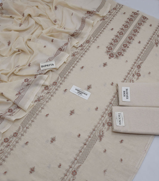 Bareeze Karandi Khaddar Embroidered 3-Piece Un-Stiched