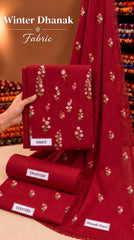 Indian Booti Dhanak Embroidered 3-Piece Un-Stiched (Tomato Red)