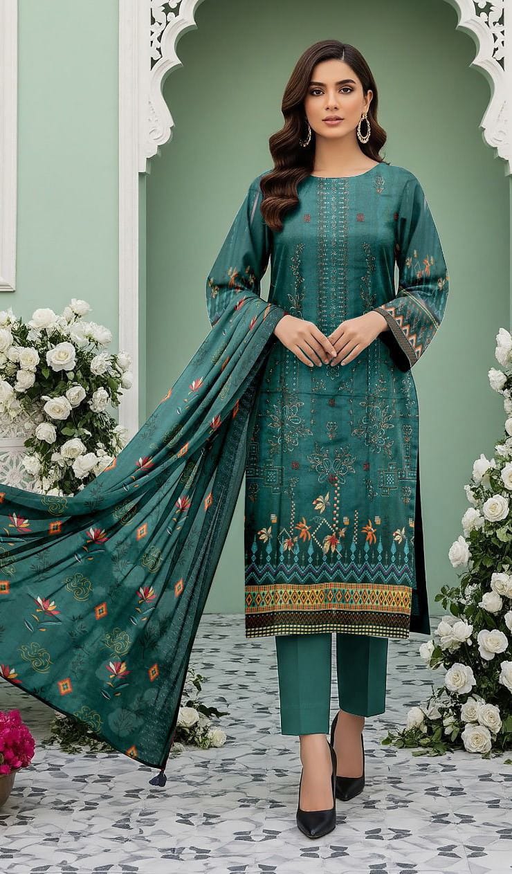 Nishat Dhanak Embroidered 3-Piece Un-stiched