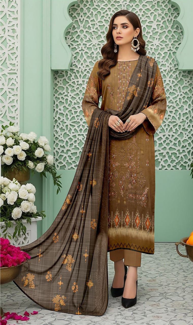 Nishat Dhanak Embroidered 3-Piece Un-stiched
