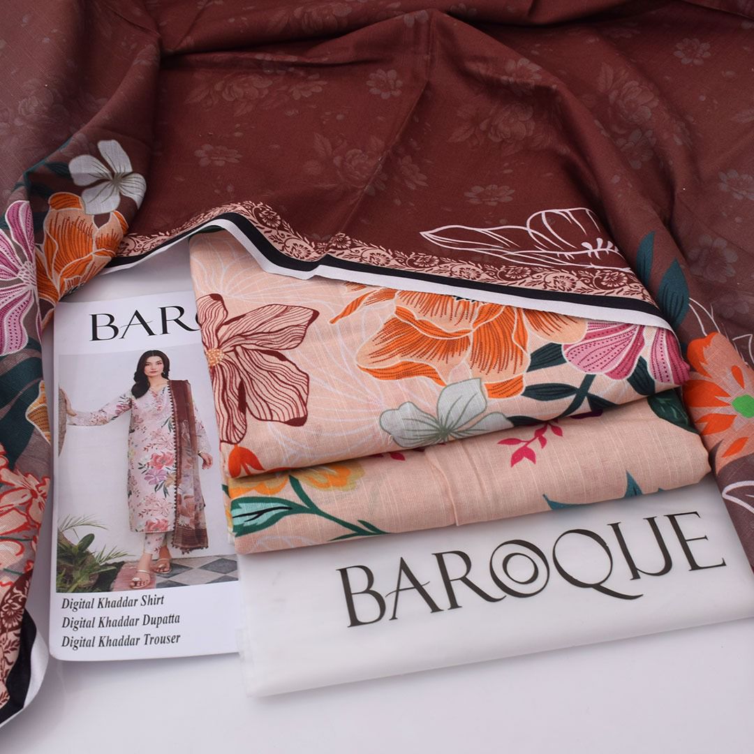 Baroque Digital Printed Khaddar 3-Piece Un-Stiched
