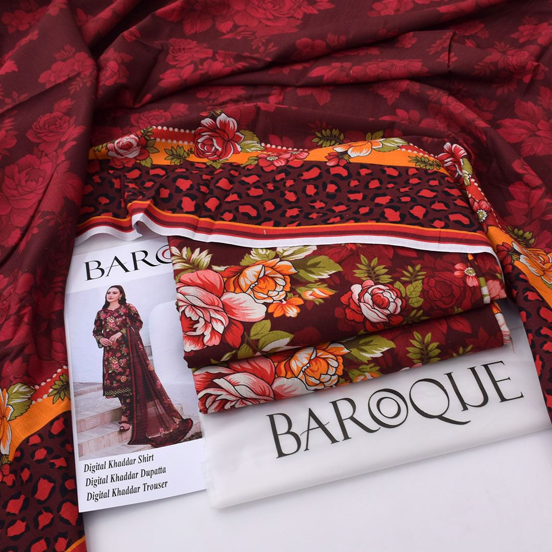 Baroque Digital Printed Khaddar 3-Piece Un-Stiched