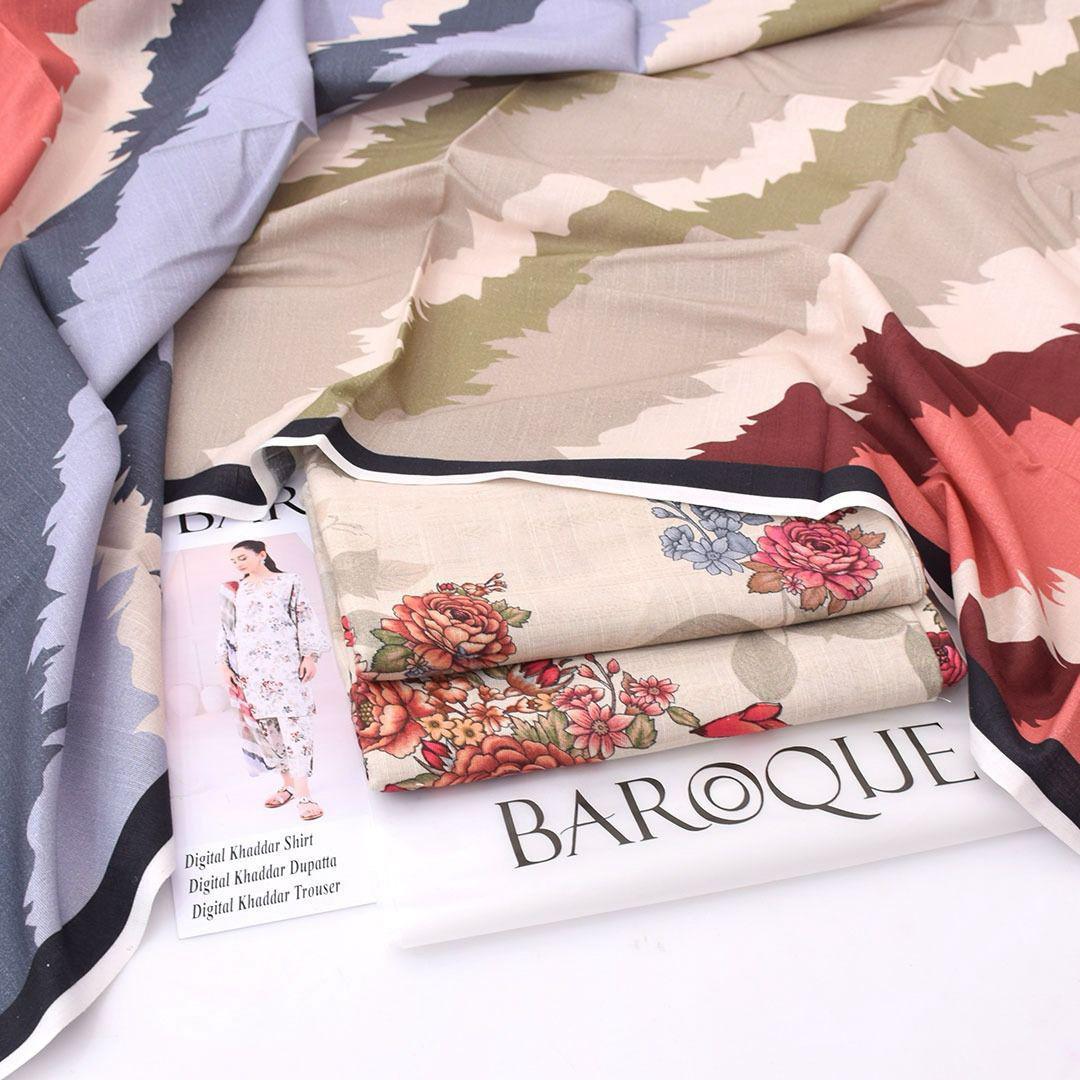 Baroque Digital Printed Khaddar 3-Piece Un-Stiched