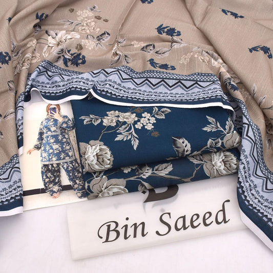 Bin Saeed Digital Printed Khaddar 3-Piece Un-Stiched