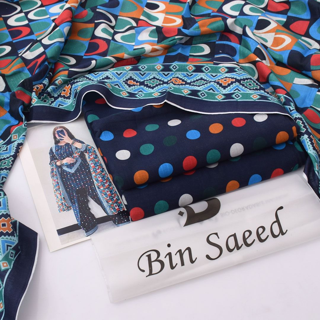 Bin Saeed Digital Printed Khaddar 3-Piece Un-Stiched
