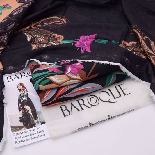 Baroque Digital Printed Khaddar 3-Piece Un-Stiched