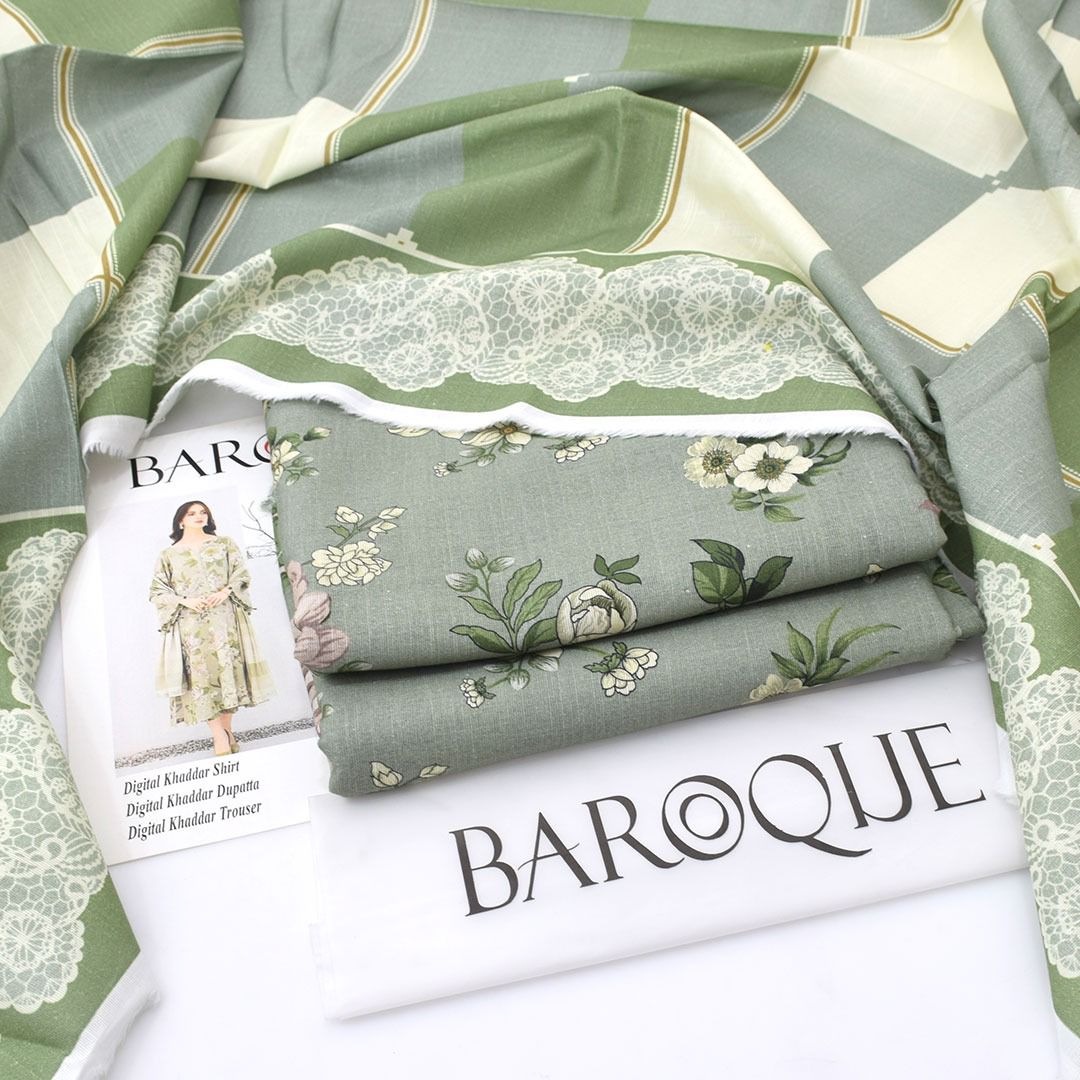 Baroque Digital Printed Khaddar 3-Piece Un-Stiched
