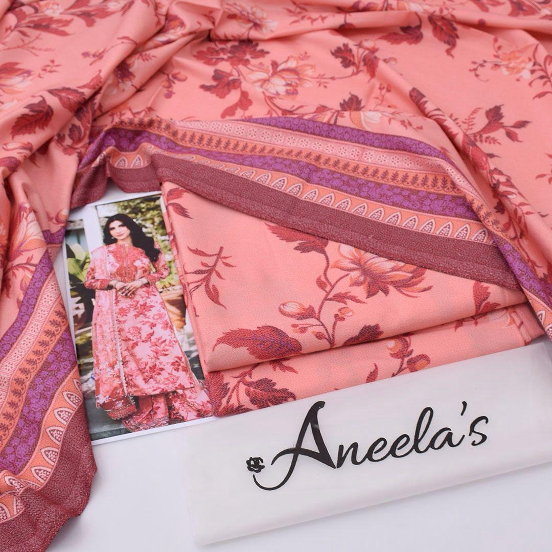 Aneela's Digital Printed Dhanak 3-Piece Un-Stiched