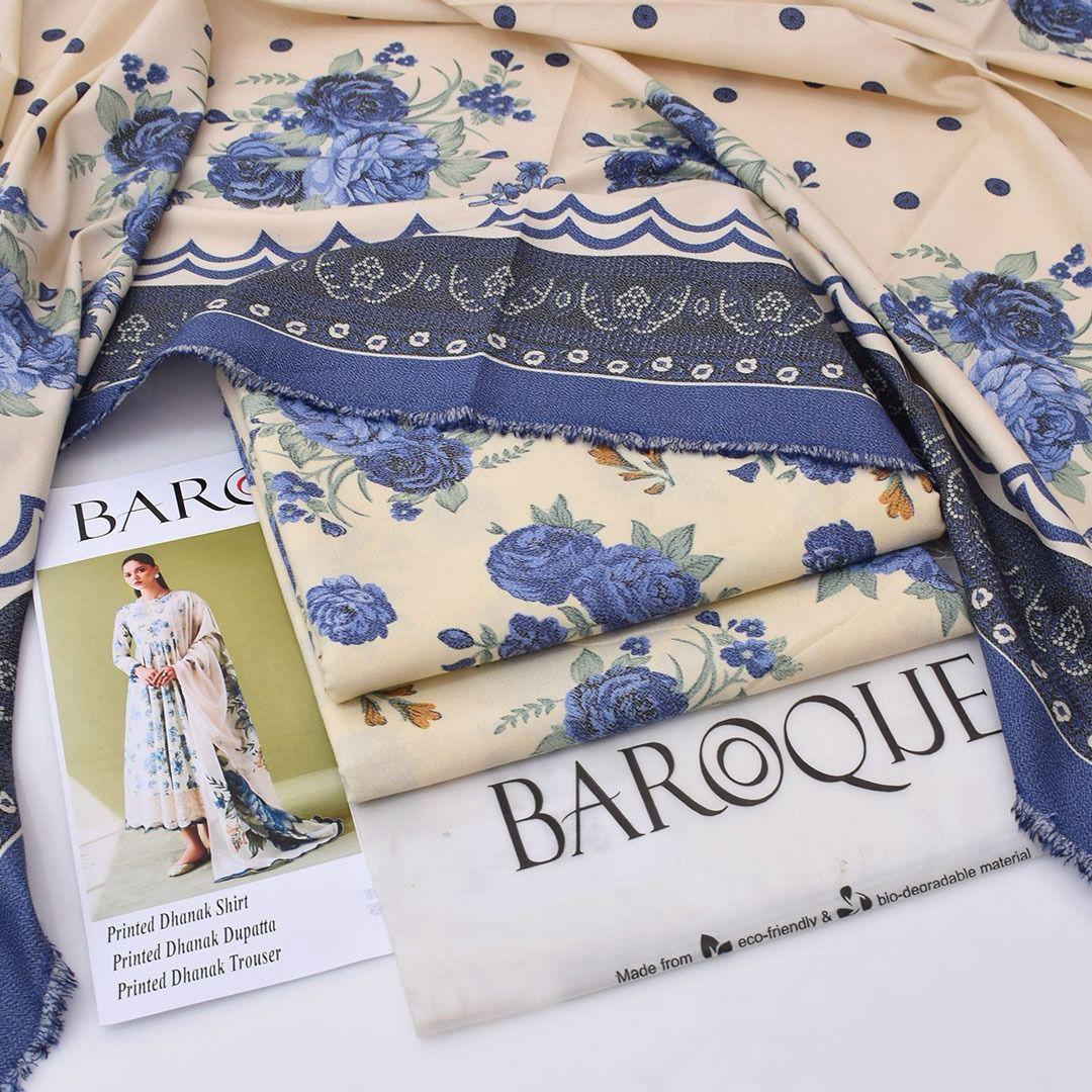 Baroque Digital Printed Dhanak 3-Piece Un-Stiched