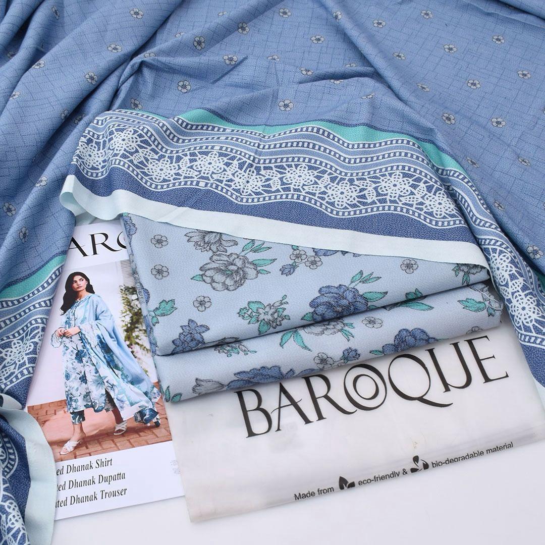 Baroque Digital Printed Dhanak 3-Piece Un-Stiched