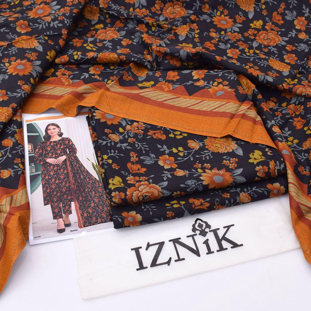 Iznik Digital Printed Dhanak 3-Piece Un-Stiched