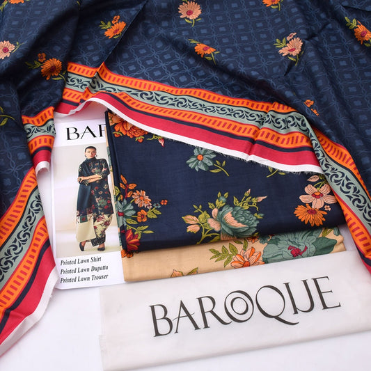 Baroque lawn 3-Piece Un-stiche