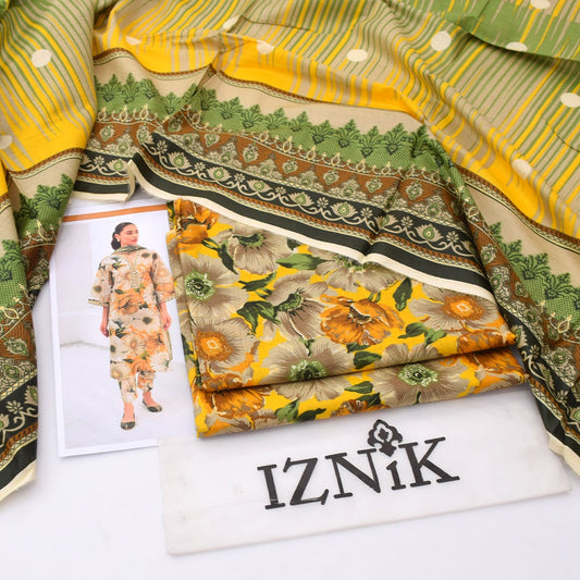Iznik lawn 3-Piece Un-stiched