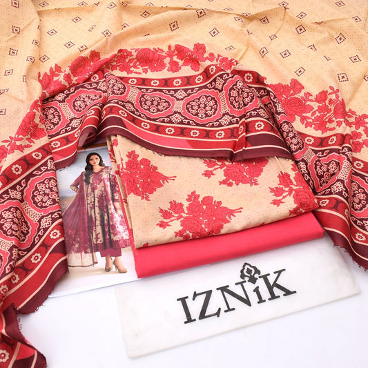 Iznik lawn 3-Piece Un-stiched