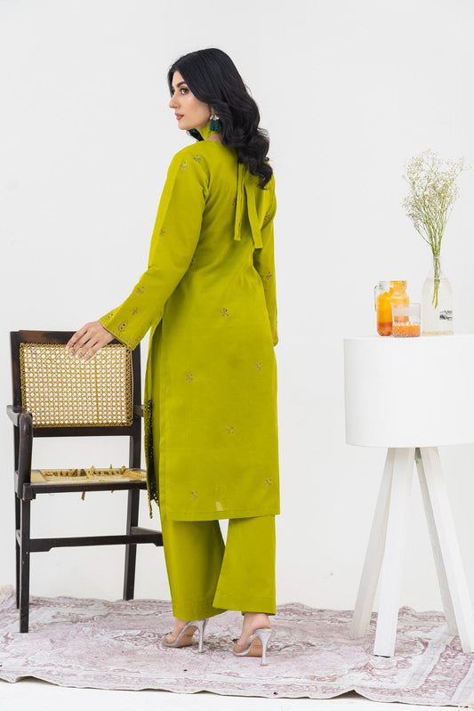 Cross Stich 2-Piece Un-Stiched Suit