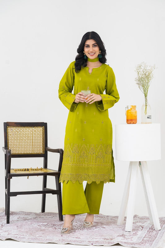 Cross Stich 2-Piece Un-Stiched Suit