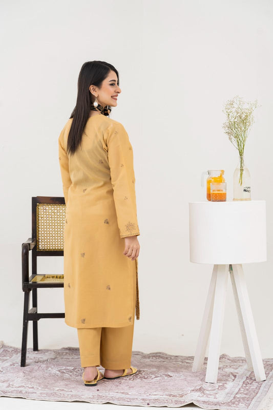 Cross Stich 2-Piece Un-Stiched Suit