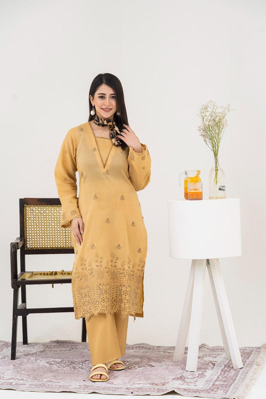 Cross Stich 2-Piece Un-Stiched Suit