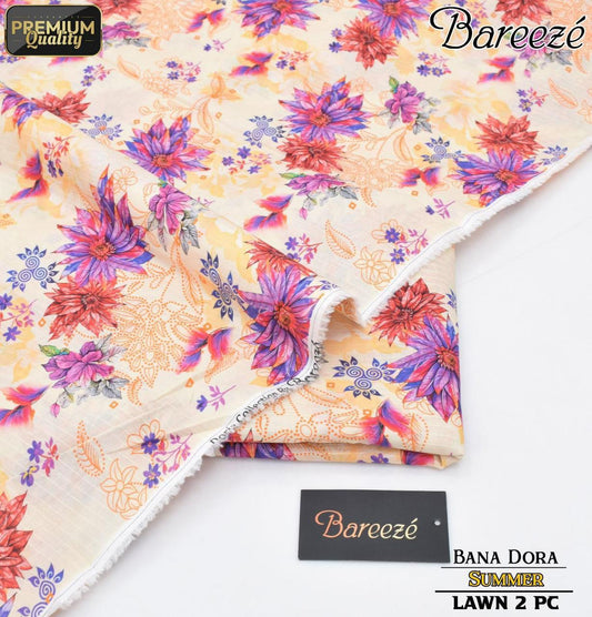 Bareeze Bana Dora Lawn Digital Printed 2-Piece Un-Stiched