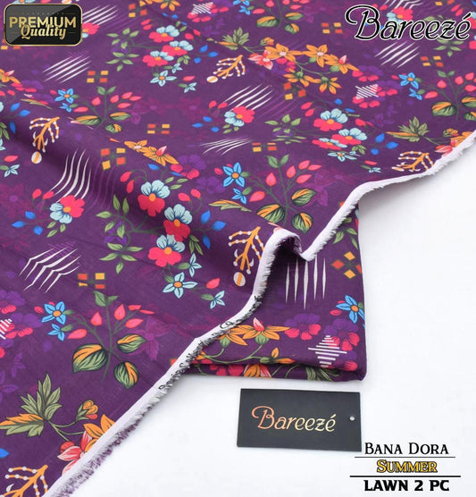 Bareeze Bana Dora Lawn Digital Printed 2-Piece Un-Stiched