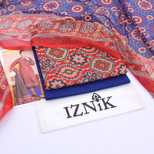 Iznik Digital Lawn 3-Piece Un-Stiched