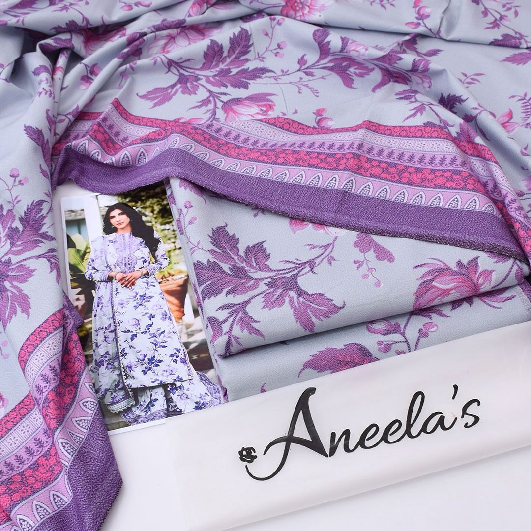Aneela,S Digital Printed Dhanak 3-Piece Un-Stiched
