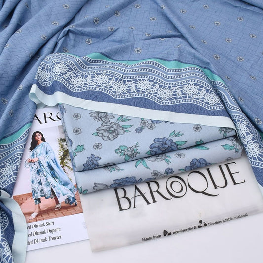 Baroque Digital Printed Dhanak 3-Piece Un-Stiched