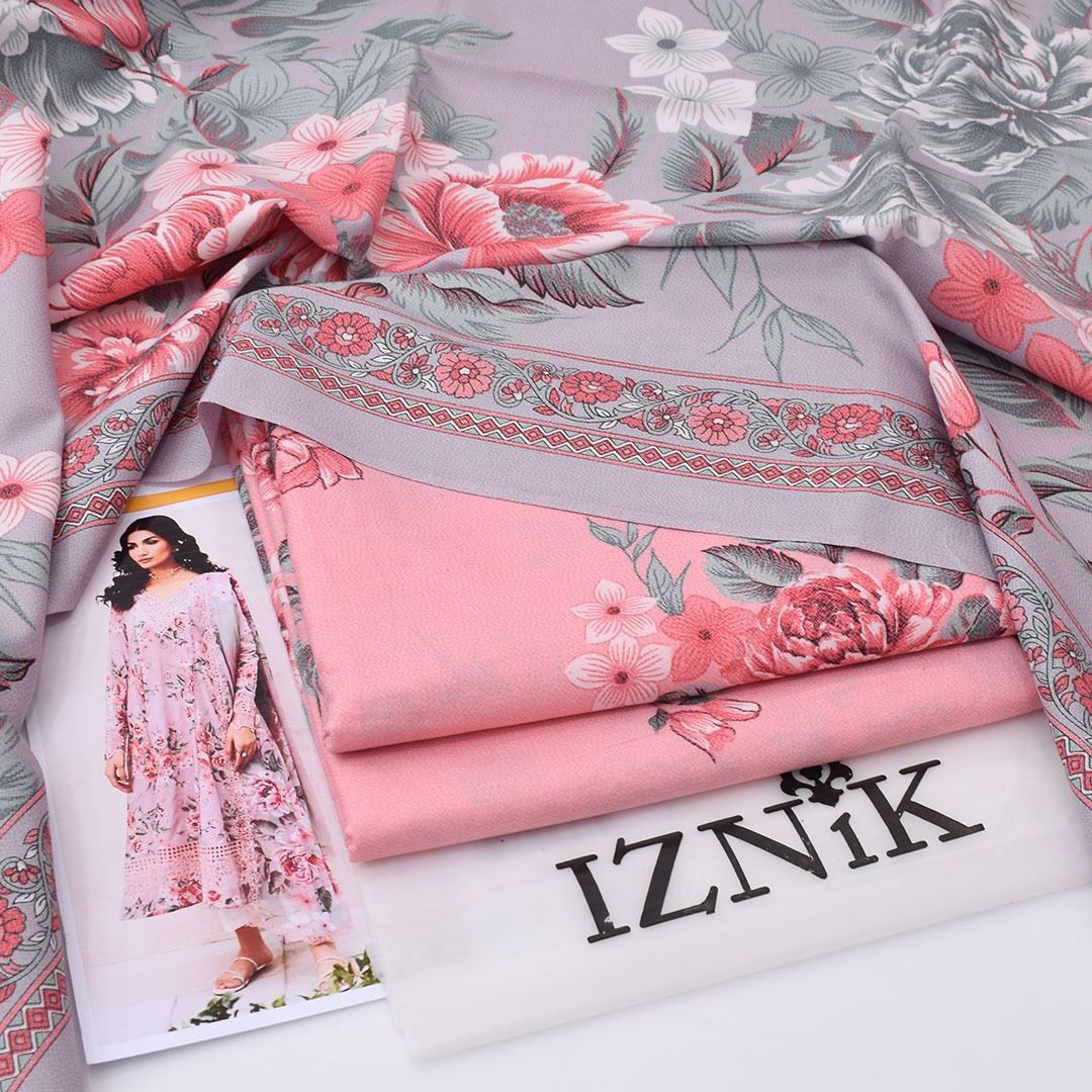 Iznik Digital Printed Dhanak 3-Piece Un-Stiched