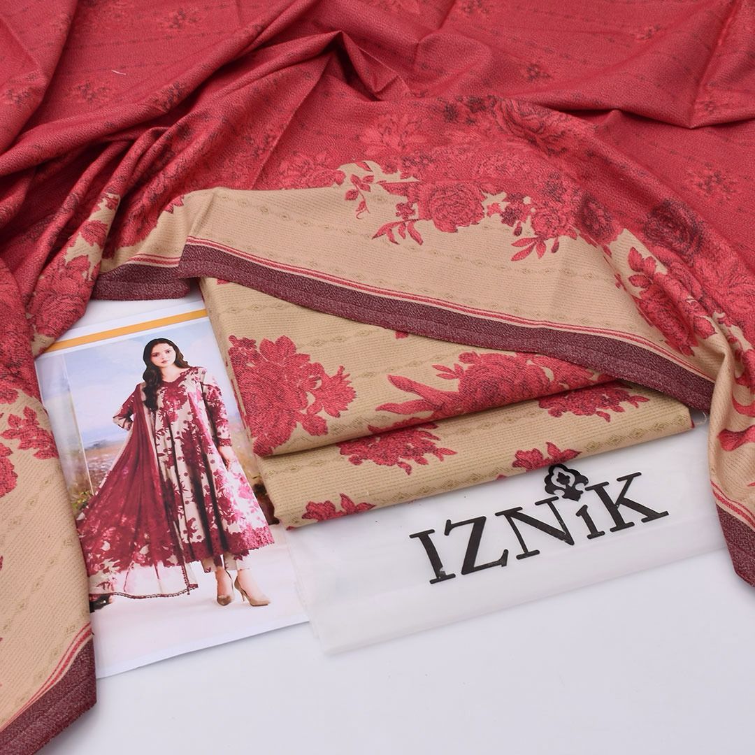 Iznik Digital Printed Dhanak 3-Piece Un-Stiched