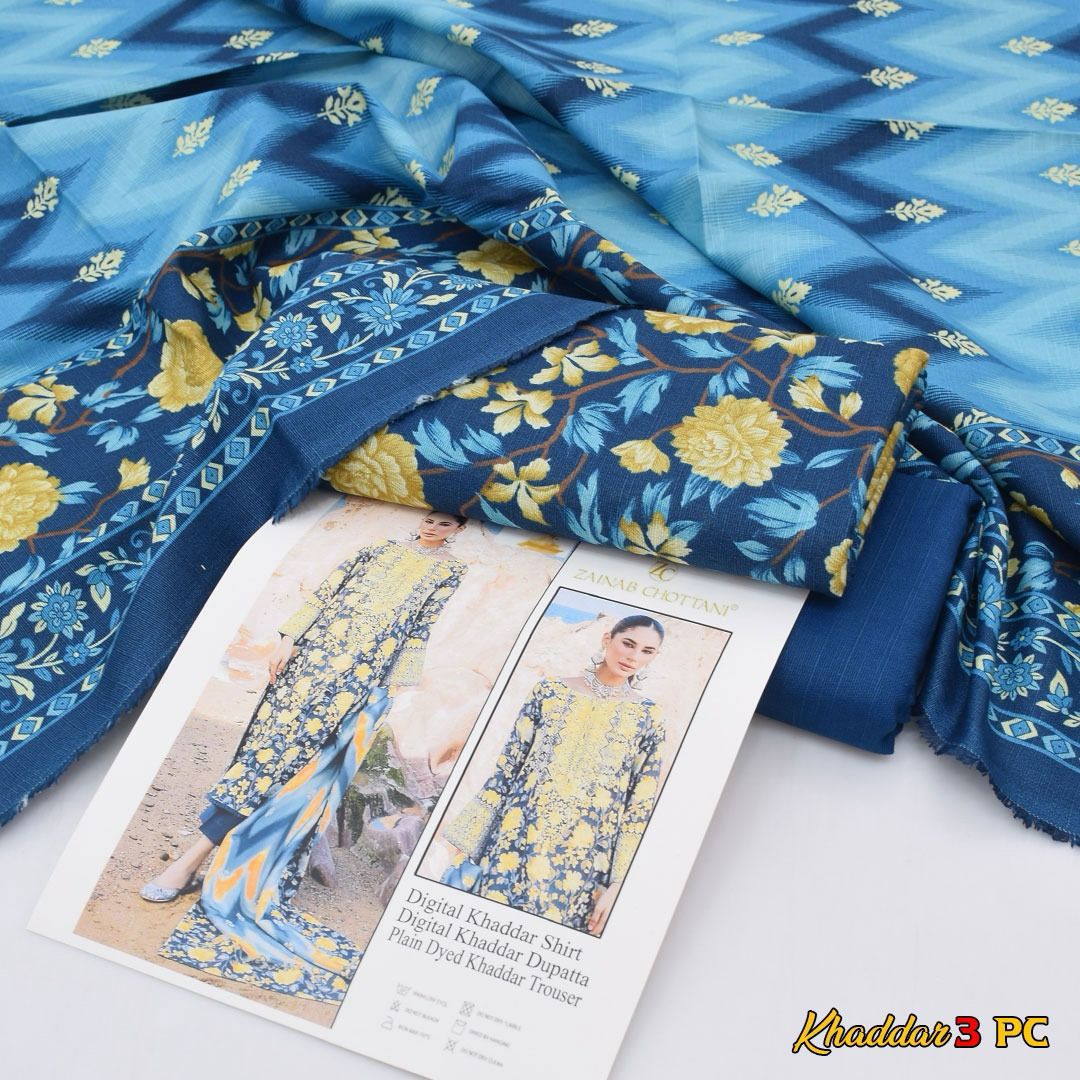 Zainab chottani Digital Khaddar 3-Piece Un-stiched