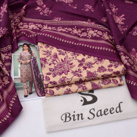Bin Saeed lawn 3-Piece Un-stiched