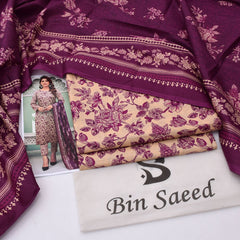 Bin Saeed lawn 3-Piece Un-stiched