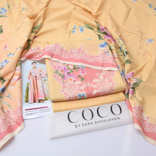 Coco By Zara Shahjahan Digital Printed Dhanak 3-Piece Un-Stiched
