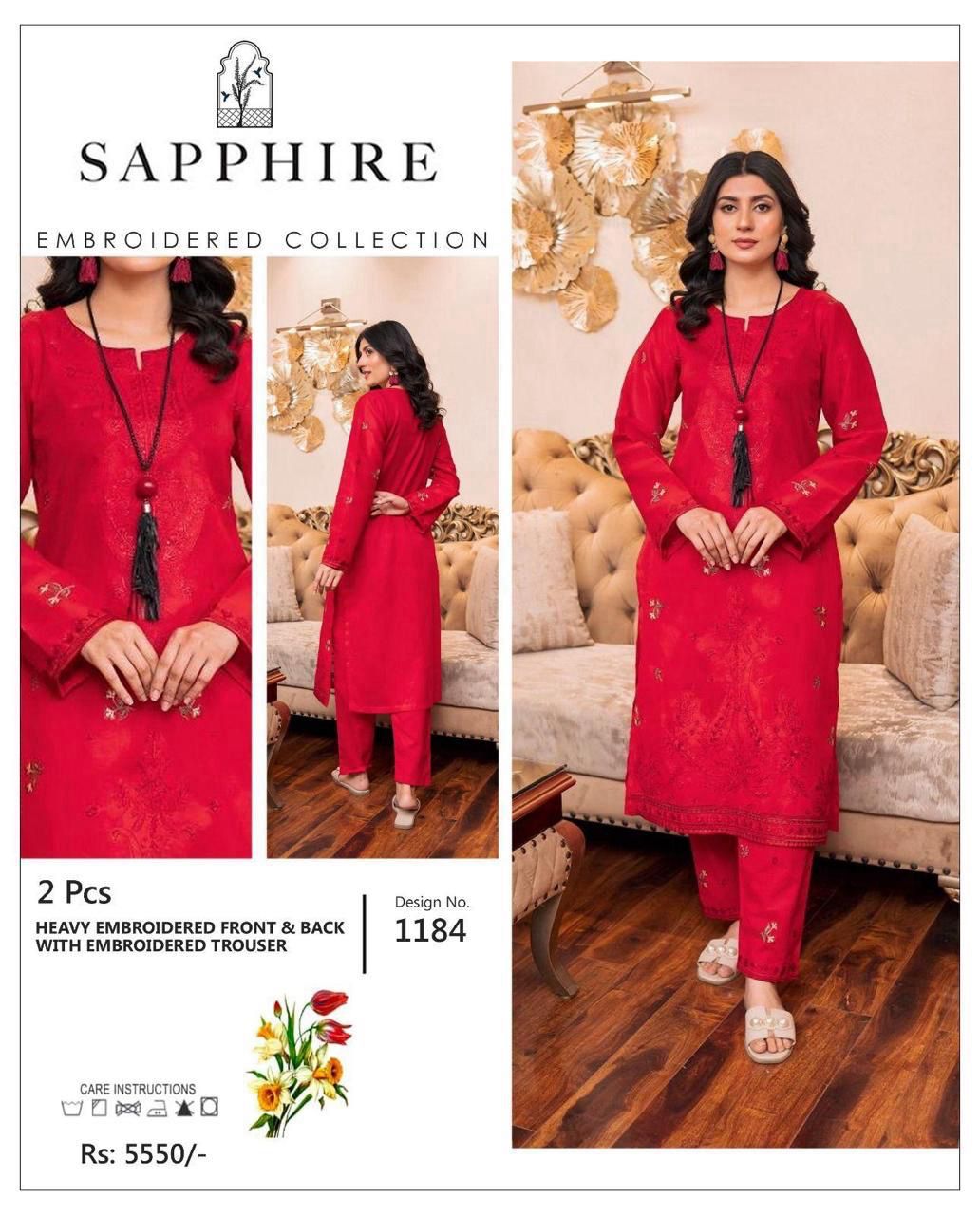 Sapphire Embroidered 2-Piece Unstiched